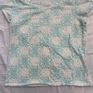Madison Women's Teal and White Patterned Tee